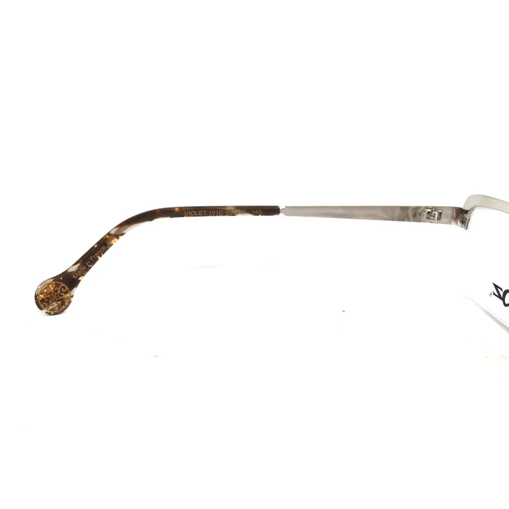 BOZ Eyeglasses Frames VIOLET 1010 Silver Spiral Pattern Half Rim 53-17-140